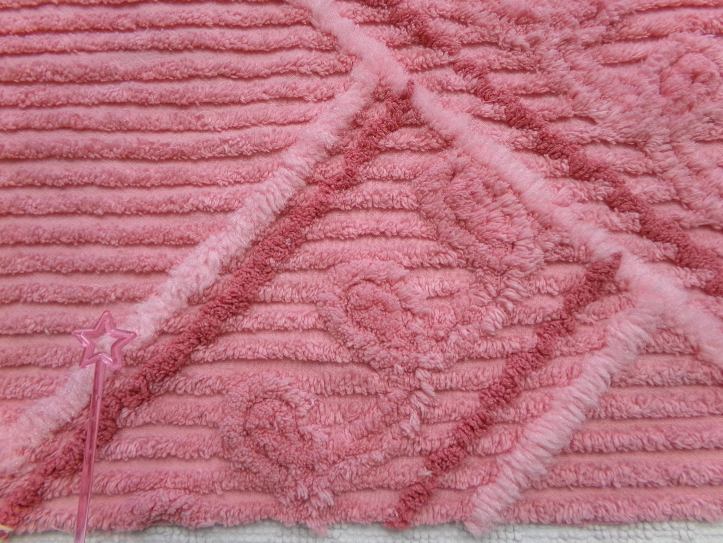 crossroads pink vintage chenille fabric in optic bold intersecting geometric design, 25" x 28" piece