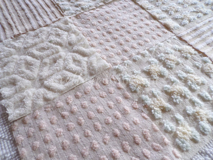 Dreamy Creamy 6" Chenille Quilt Squares, Rotary Cut from Vintage Chenille Bedspread Fabric, 16 Blocks, 6" x 6" inch, Neutral Creams