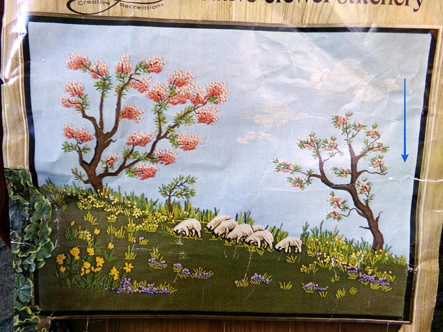 SHEEP in the MEADOW Crewel Embroidery Kit, Vintage Paragon Needlecraft 0920, Pastoral Scene