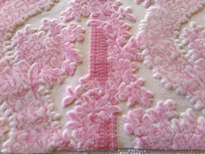 mystic pink cut velvet fabric, vintage Bates tapestry chenille material, a favorite in bags & totes, 13" x 23" inch piece