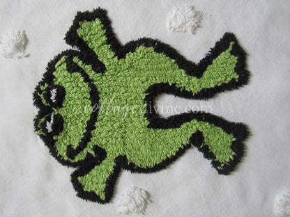 Jumping for Joy Frog Retro Vintage Novelty Chenille FABRIC PIECE, 12.5" square