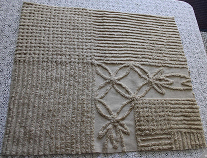 Shabby Modern Neutral Vintage Chenille Fabric, 20" x 24" inch Piece, Mocha Star Lily Design