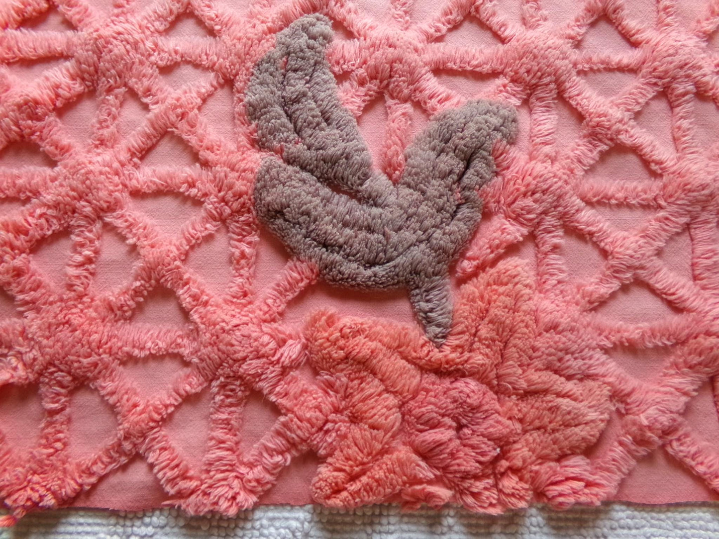 unique vintage chenille fabric panel in twinkle starburst pattern, nostalgic sewing material for quilts & pillows, 23" x 20" inch piece