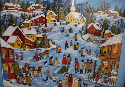 CHRISTMAS PRIMITIVE Vtg Crewel Embroidery Kit Winter Paragon Stitchery 6732