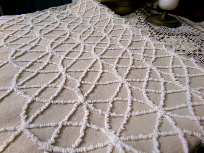 Cafe Mocha Vintage Chenille Fabric, Skinny Tuft Illusion Design, 18" x 24" Piece Quilt Material