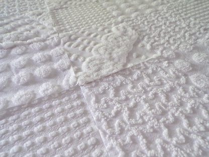 White Chenille Fabric Squares Set, "Let it Snow" 16 Vintage Quilt Blocks, 6" inch