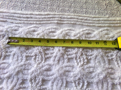 Exquisite Vintage Chenille Fabric, Elaborate 15.5" x 20" inch Piece, Intricate Needletufting in Wedding Ring Pattern
