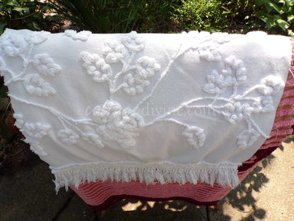 Lovely Ivy Rose Vintage Chenille Fabric Material, 12" x 20" inch Piece, for Fiber Arts, Small Pillow Covers, Crafts & Quilting