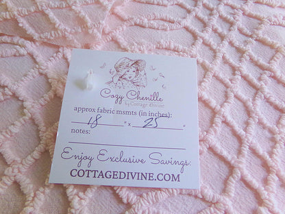 Chic Pink Eternity Links Vintage Chenille Fabric, 18" x 25" inch piece, Delicate Needletuft Design
