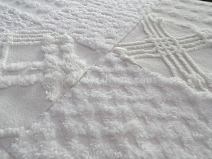 Chenille Quilt Squares Set, "Timeless White," from Vintage Bedspread Fabric, 16 Blocks, 6" inch