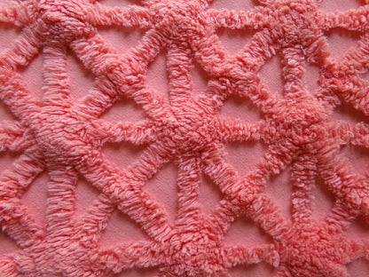 unique vintage chenille fabric panel in twinkle starburst pattern, nostalgic sewing material for quilts & pillows, 23" x 20" inch piece