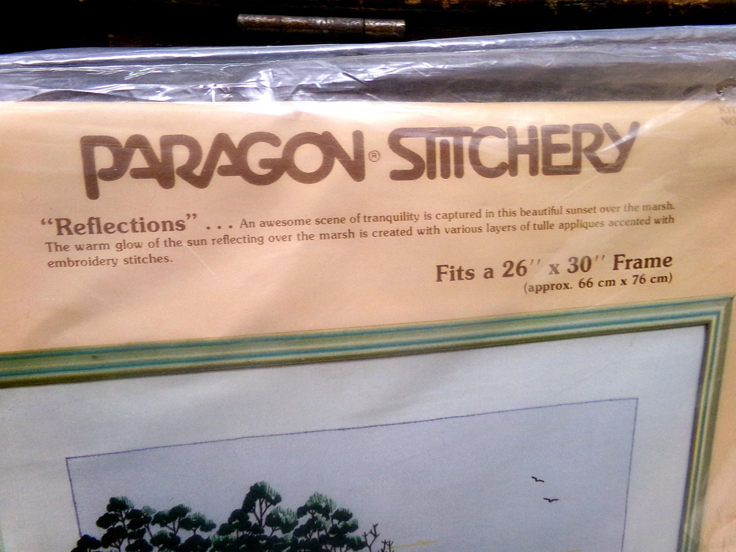 REFLECTIONS Crewel Embroidery Kit, Peaceful Sunset Scene, Vintage Paragon Needlecraft Creative Stitchery #0206