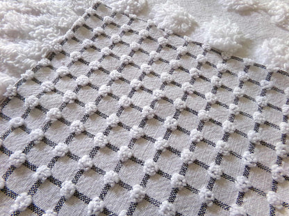 Blizzard White Vintage Chenille Fabric Squares, Diamond Ice, Coin Pop, Squiggle & Micro Grid, Set of 16 Quilt Blocks, 6" x 6" inch each
