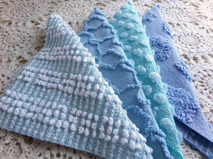 Cool Blues Quilt Squares, Craft Square Set of 16 Blocks in shades of blue & aqua, 6" x 6" inch