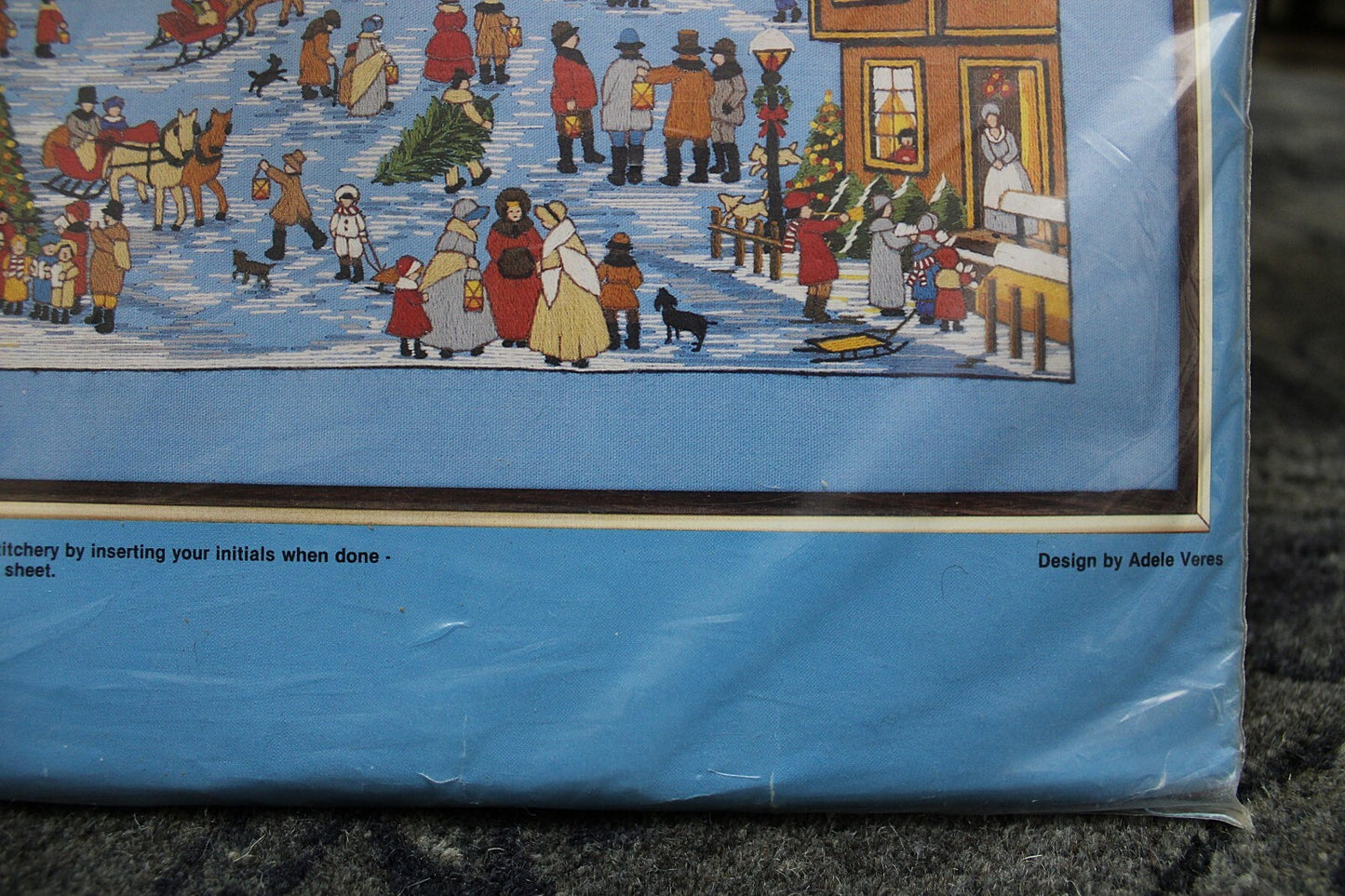 CHRISTMAS PRIMITIVE Vtg Crewel Embroidery Kit Winter Paragon Stitchery 6732