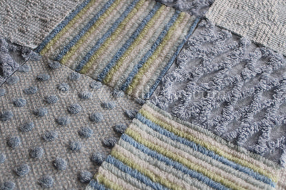 COOL COASTAL Chenille Quilt Squares Set, from Vintage Bedspread Fabric, 16 Blocks, 6" inch
