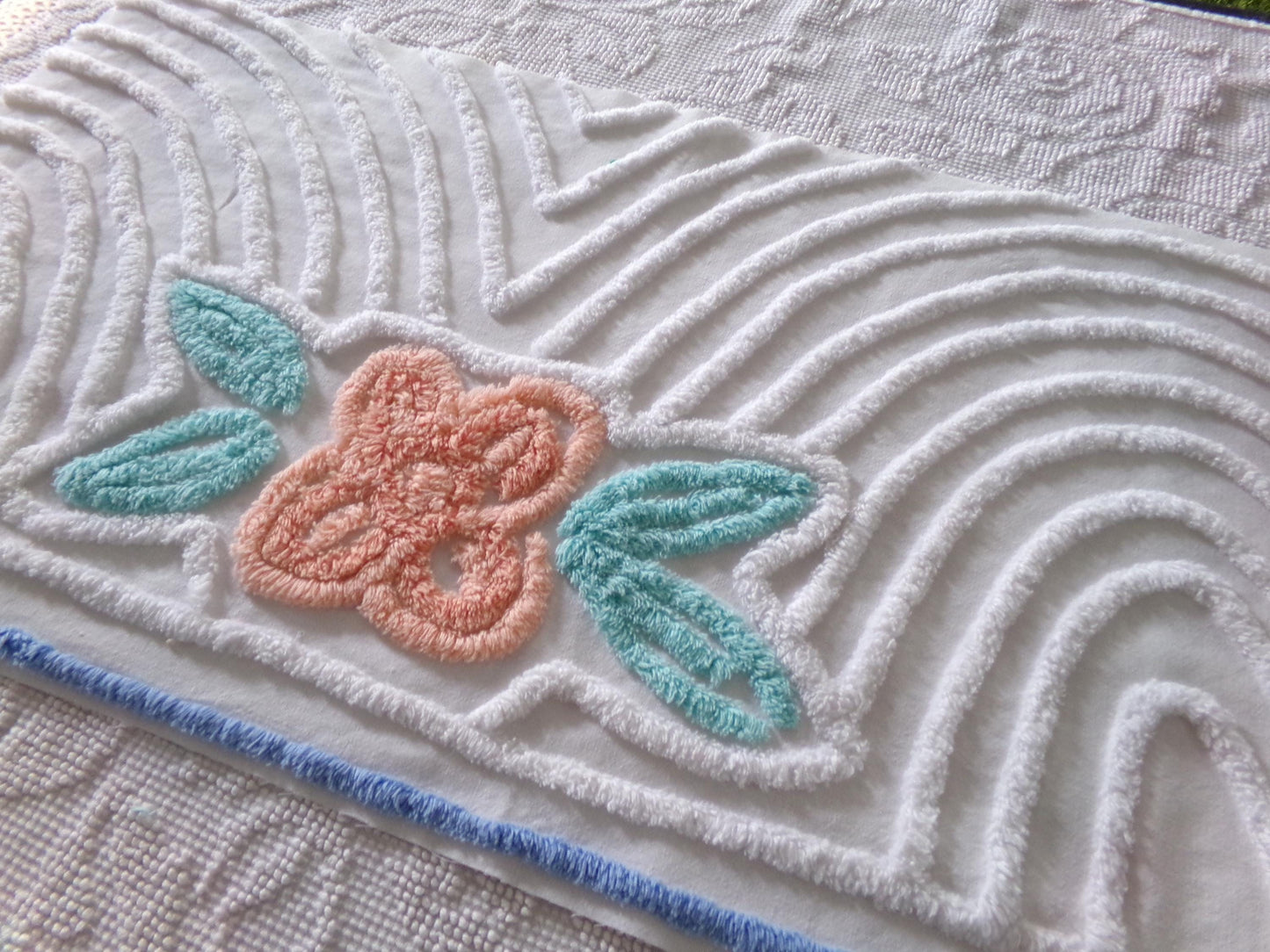 Plush Tropical Swirl Flower Vintage Chenille Fabric, 28" x 14" inch Piece, Tropical Sewing Material Great for DIY Pillow Covers