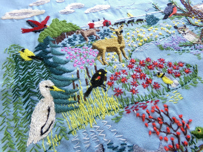 AMERICAN WILDLIFE Completed Vintage Crewel Embroidery from Paragon Needlecraft Kit 0418 02446x Forest Animals, Carol & Don Henning Design