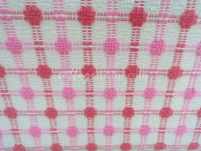 Pink Strawberry Candy Dots Vintage Woven Fabric With Raised Chenille Dot Pattern, 18" x 24" inch Piece, a Bates Design