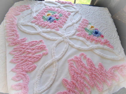 in love vintage chenille fabric, luxury tufted frosted wedding cake floral design, 32" x 22" inch piece of gorgeous cotton sewing material