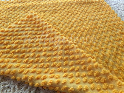 Nubby Oblong Citrus Orange Pops Vintage Chenille Fabric, 12" x 20" inch Piece, Retro 1960s, Ultra Lightweight