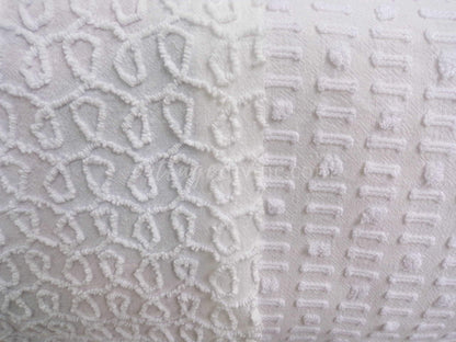Mini Fabric Bundle, Classic Texture Tuft White, 2 Pieces from Vintage Chenille Bedspreads, 12" x 18" inches each, for Quilts & Crafts