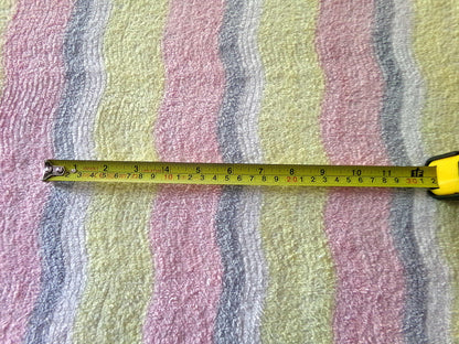 soft cozy striped chenille fabric, vintage 20" x 24" piece of lightweight sewing material in pink, yellow, white & grey ripple stripes