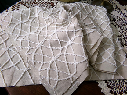 Cafe Mocha Vintage Chenille Fabric, Skinny Tuft Illusion Design, 18" x 24" Piece Quilt Material