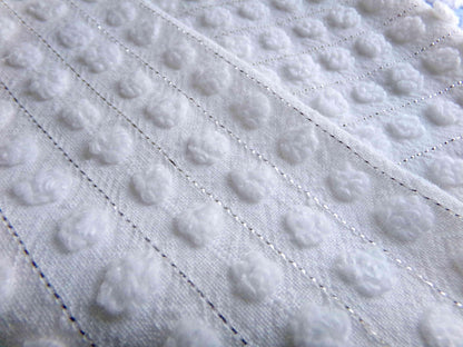Simple White Pop Chenille Fabric, 20" x 24" inch Vintage Morgan Jones Piece, cotton blend with silver shimmer lurex