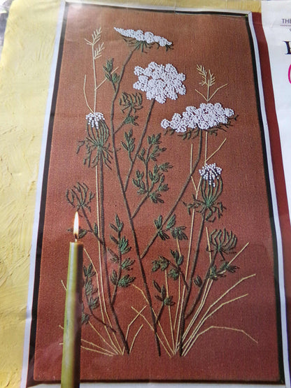 QUEEN ANNE'S LACE Crewel Stitchery Kit, Vintage 02233X Paragon Needlecraft Embroidery, Hippie Style Wall Hanging, Barbara Sparre, Open Pkg