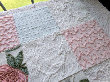 garden beauties vintage 6" chenille squares, set of 16 quilt blocks rotary cut from lovely vintage chenille & matelasse bedspread fabrics