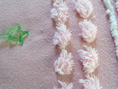 Vintage Rosy Floral Dot Chenille Fabric, 33" x 16"-inch Piece, Cabin Crafts, Cotton