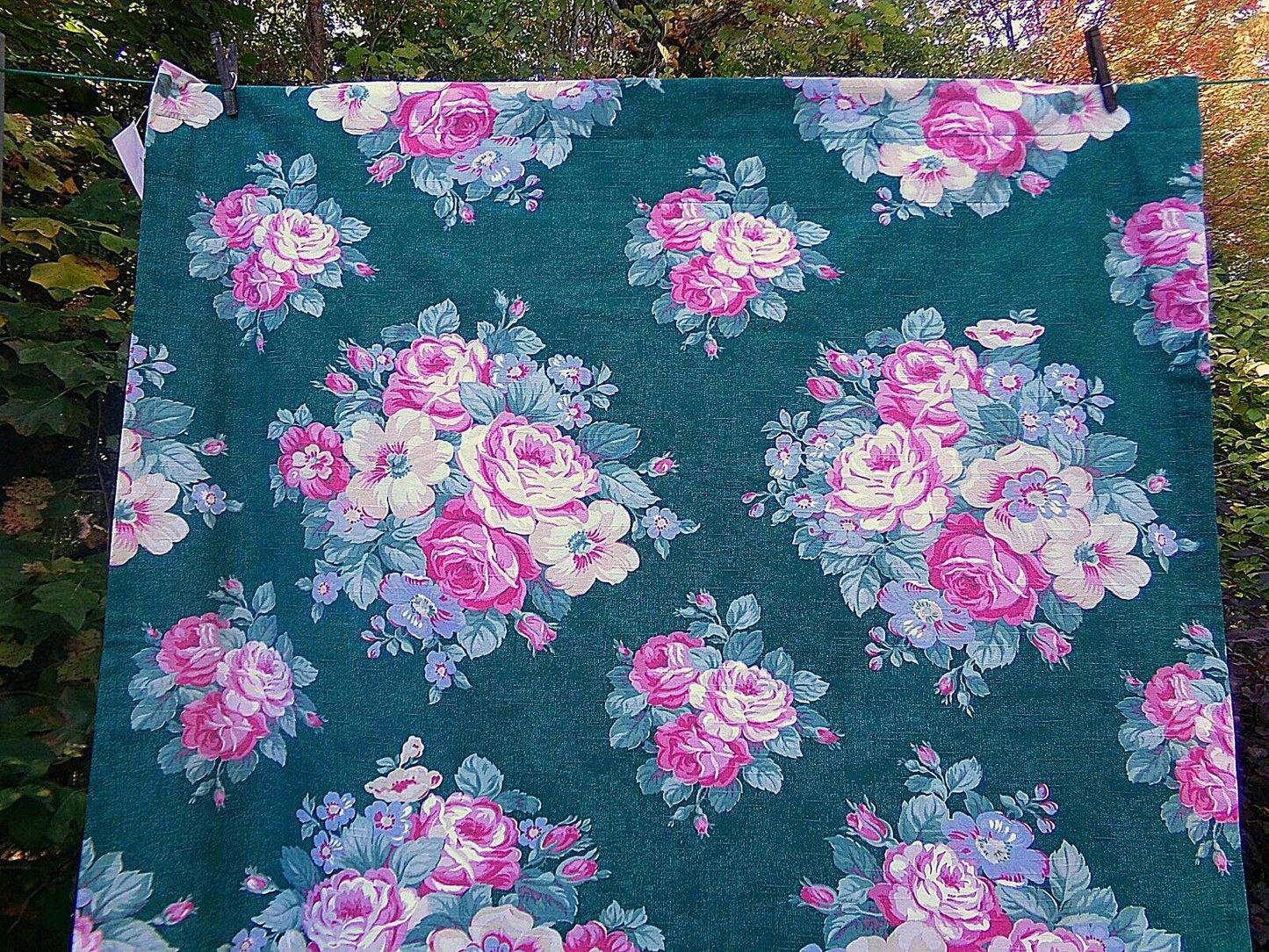 Ralph Lauren Hayley Floral Drapes Window Curtains, Pair of Vintage Green Panels