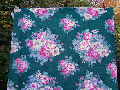 Ralph Lauren Hayley Floral Drapes Window Curtains, Pair of Vintage Green Panels