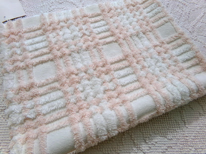 snuggly vintage chenille fabric, summery cottage plaid pattern, 18" x 24" cut piece