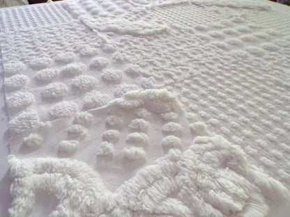 White Chenille Fabric Squares Set, "Let it Snow" 16 Vintage Quilt Blocks, 6" inch