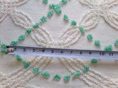 elegant ivory jade vintage chenille fabric, 17" x 26" piece of geometric dot sewing material