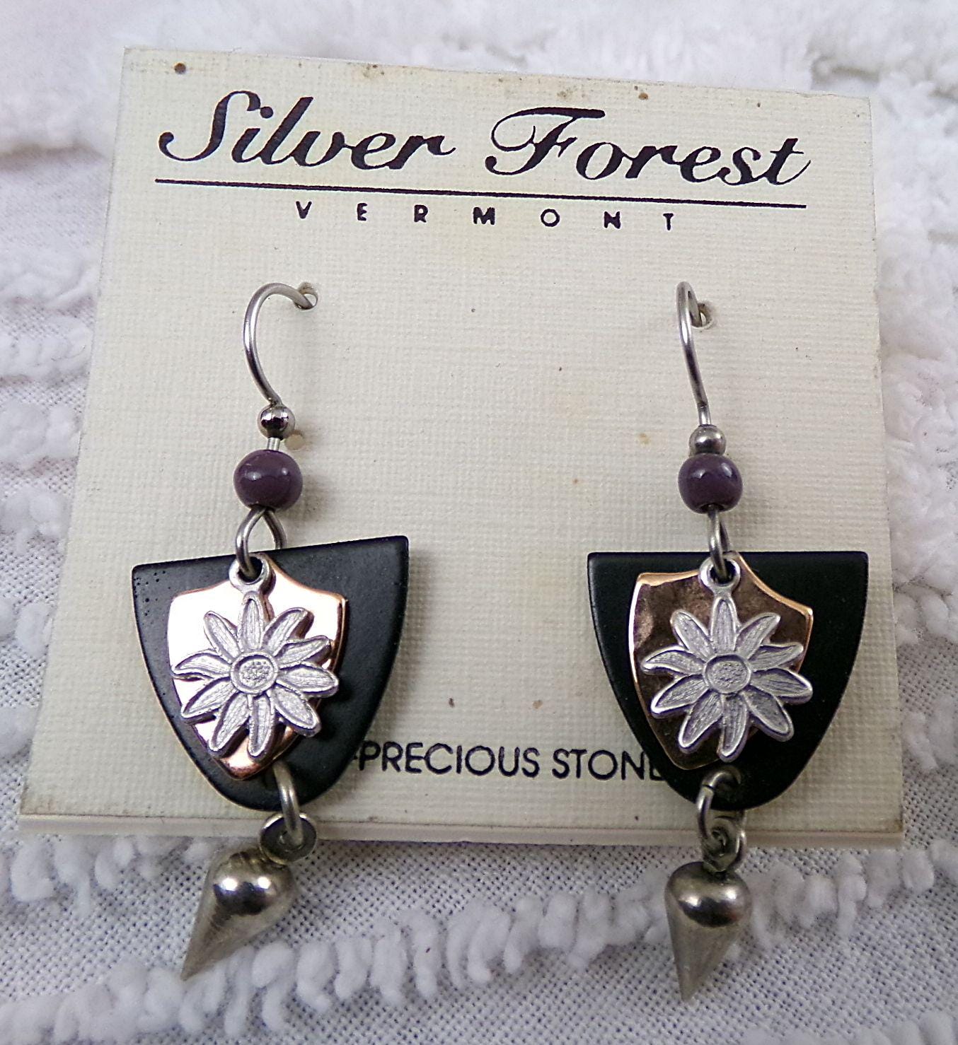 Vintage Silver Forest Earrings Lot of 2 Pierced Dangle Boho Style Jewelry