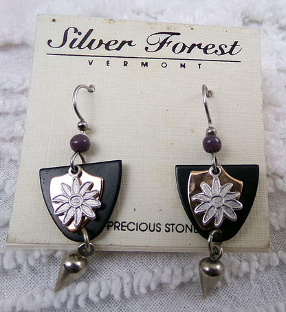 Vintage Silver Forest Earrings Lot of 2 Pierced Dangle Boho Style Jewelry