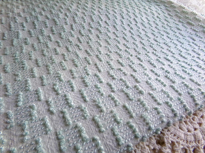 vintage texturized chenille fabric, dancing sage green tempo tufts, 18" x 24" inch piece of sewing material for quilting & crafts