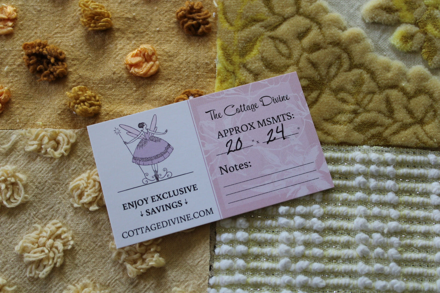 Golden Glow Chenille & Velvet Quilt Squares Set, from Vintage Bedspread Fabric, 16 Blocks, 6" x 6" inches each, Shades of Gold, Yellow