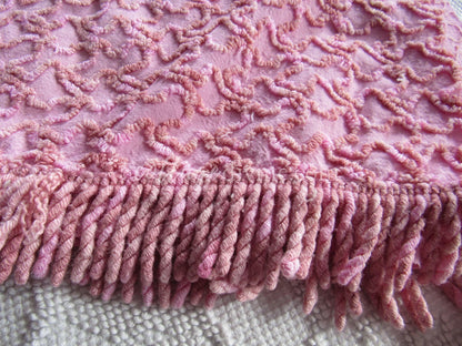Unique Vintage Chenille Fabric, Marble Pink Texturized Squiggles, 25" x 20" Inch Piece for Quilts, Pillows & Handmade Crafts