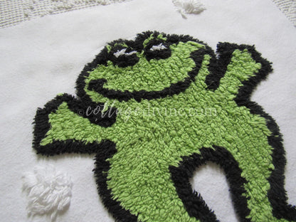 Jumping for Joy Frog Retro Vintage Novelty Chenille FABRIC PIECE, 12.5" square
