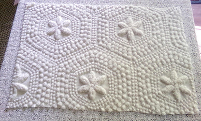 sweet stars 3D vintage chenille fabric, 100% cotton antique white sewing material for pillows, handmade chenille quilts, 28" x 18" cut piece