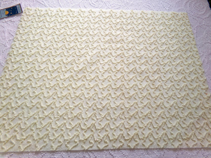 Vintage Yellow Squiggle Chenille Fabric, Gentle Sunny Buttercup 18" x 24" Piece of Sewing & Quilt Material