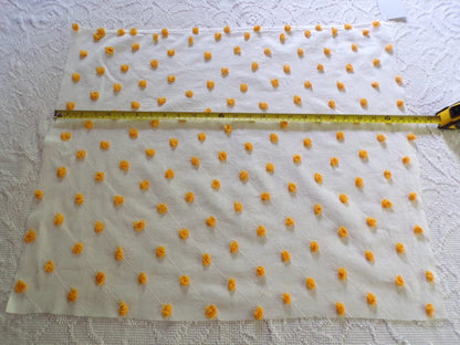 Golden Harvest Puff Pops Vintage Chenille Fabric, 24" x 20"-inch Handtufted Piece, Unique in DIY Pillows & Quilts