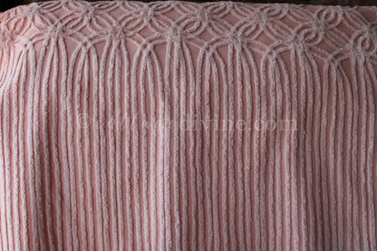 Beautiful Rosy Vintage Chenille Fabric Piece, 24" x 25" inches, Old Fashioned Wedding Rings & Cathedral Stripes