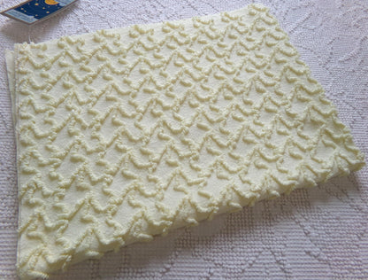 Vintage Yellow Squiggle Chenille Fabric, Gentle Sunny Buttercup 18" x 24" Piece of Sewing & Quilt Material