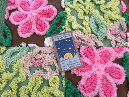 vintage chenille fabric squares, set of 16 magical boho 6" blocks for arts & crafts, sewing