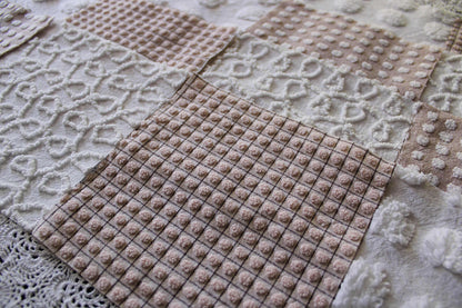Trendy Neutral Chenille Squares, Vintage Meets Modern Craft Quilt Square Set from Vintage Bedspread Fabric, 16 Blocks, 6" x 6" inch